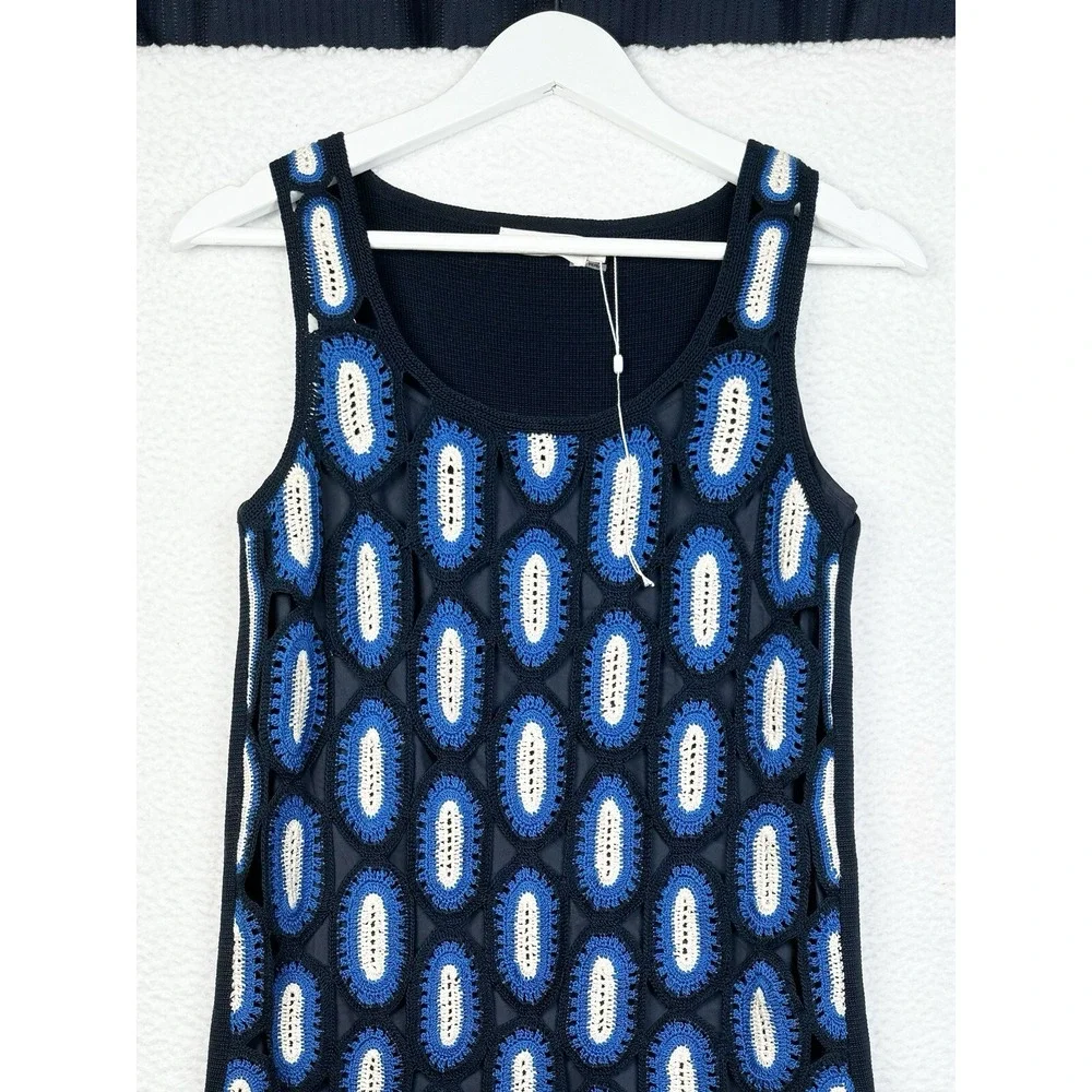 NEW- Women's Tory Burch Crochet Summer Dress Blue White - XS
